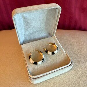 "Noir et Blanc" Gold Hoop Earrings